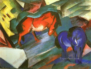 Chevaux rouges et bleus Expressionnisme expressionniste Franz Marc Peinture à l'huile